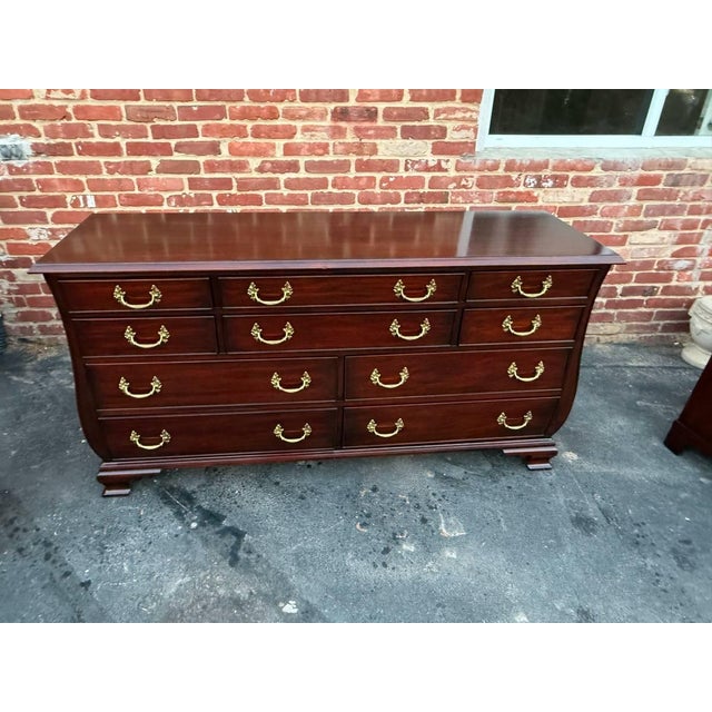 Early 21st Century Henkel Harris Solid Mahogany Bombe Style Dresser For Sale - Image 5 of 17