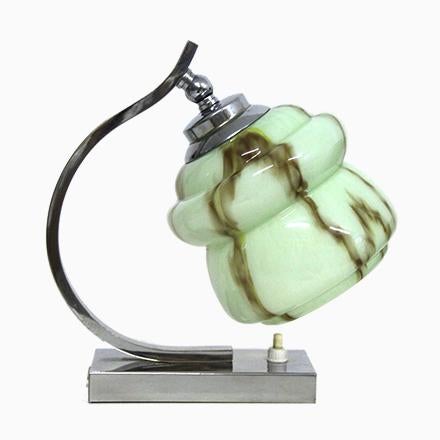 Chrome-Plated Brass and Marbled Opal Glass Table Lamps, 1930s, Set of 2 For Sale - Image 15 of 15