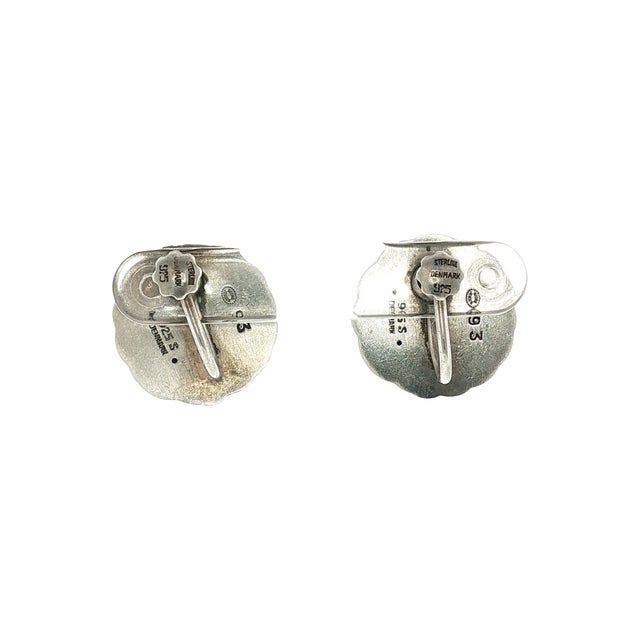 Mid 20th Century Mid-Century Sterling Georg Jensen #93 Tulip Non-Pierced Earrings For Sale - Image 5 of 6