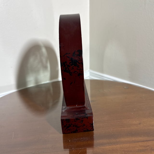 Brown Vintage Asian Hand Carved Stork Scene in Round Glass Display Shadow Box For Sale - Image 8 of 10