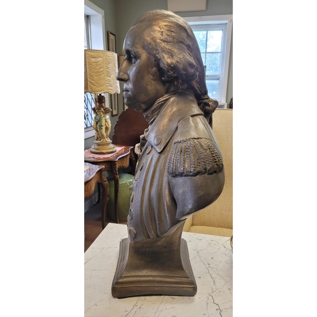 American Large 1940s Chalkware Bust of George Washington For Sale - Image 3 of 11