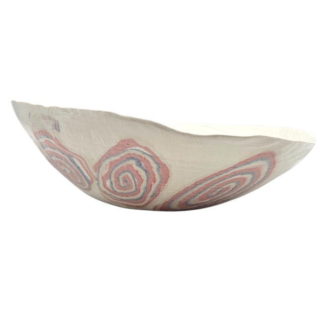 Early 21st Century Organic Porcelain Art Centerpiece Bowl, Hand-Impressed Abstract Surface, 16.75" For Sale - Image 5 of 13