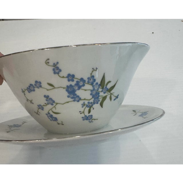 Traditional Chodziez Fine China Gray Boat in Brenda Pattern For Sale - Image 3 of 6