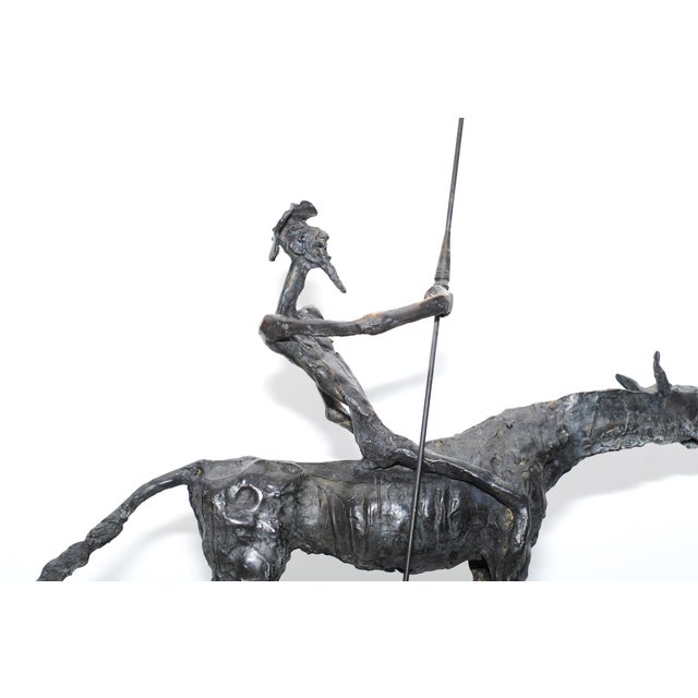 Composition: Don Quixote (on horseback, holding spear); Unique original work, handcrafted, carved, chiseled, patinated,...