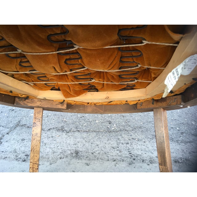 Vintage 1960s Orange Chair Mid Century Caned Tufted Armchair For Sale - Image 6 of 6