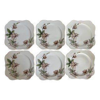 1950s Meito China “Woodrose” Floral Luncheon Plates, Made in Japan – Set of 6 For Sale