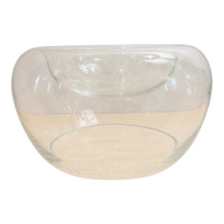 Large Sculptural Clear Art Glass Centerpiece Bowl | Modernist Floating Bowl For Sale