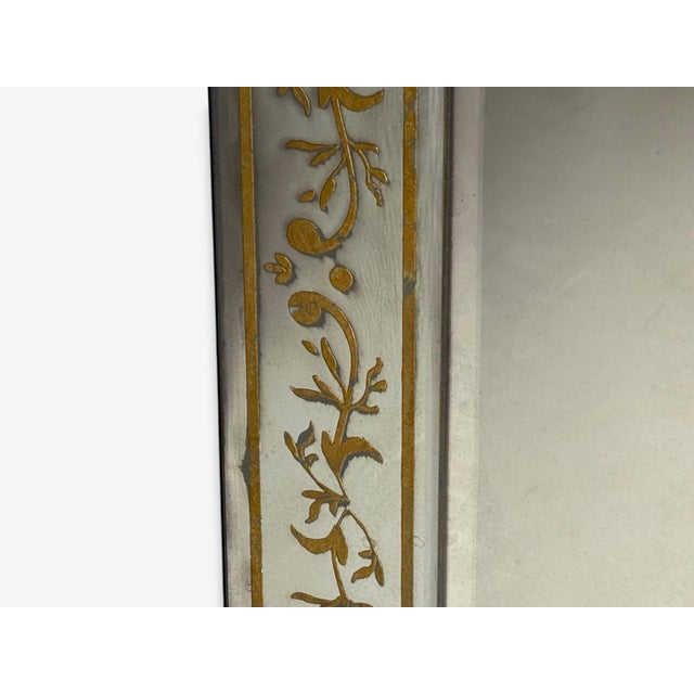 Silver Maison Jansen Style, Verre Églomisé Glass, Wood, Venetian Wall Mirror, 20th C. For Sale - Image 8 of 11