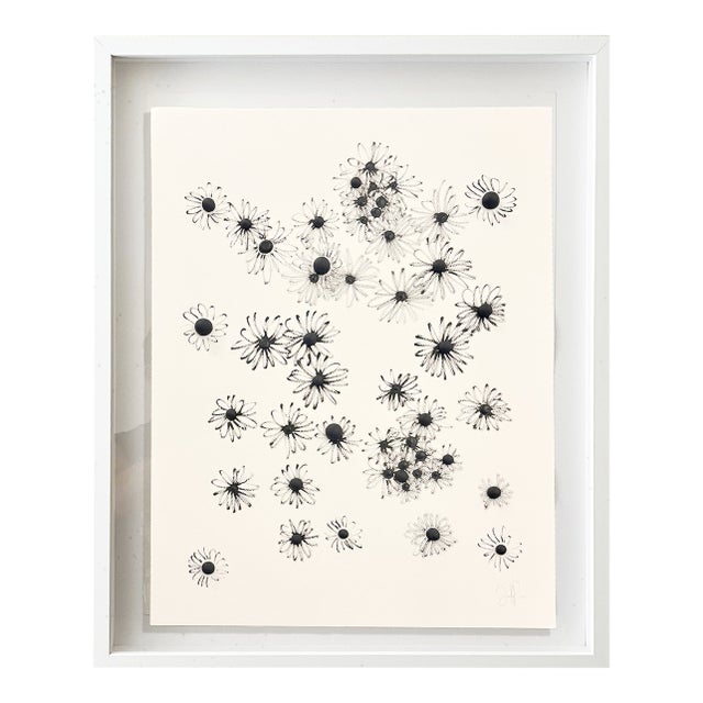 "Field of Daisies 1" Original Mixed-Media Painting by Jake Poser, Framed For Sale