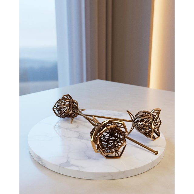 2020s Ahmeau Contemporary Geometric Bronze Rose Sculpture - "Love" For Sale - Image 5 of 12