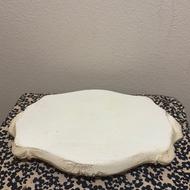 Wood Vintage Italian Florentine Wood Serving Tray - Hand-Painted Roses & Scalloped Gilt Edge For Sale - Image 7 of 7