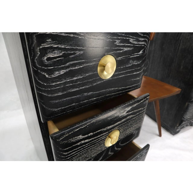 Pair of Three-Drawer Ceruised Oak Nightstands End Tables For Sale - Image 6 of 13