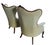 Vintage French Louis XV Style Carved Wood Wingback Bergère Chairs in Pale Green Damask – Pair For Sale - Image 4 of 12