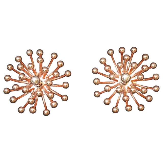 Pink Gold Pistillo Chandelier Table Lamps or Wall Lamps from Valenti Milano, 2010, Set of 2 For Sale