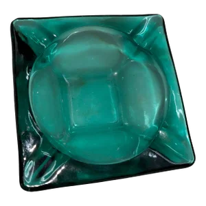 1960s Mid-Century Modern Turquoise Blue Small Square Ashtray Catchall
