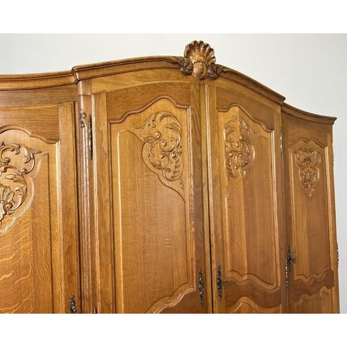 Vintage French Louis XVI Style Oak Four-Door Armoire For Sale - Image 9 of 11