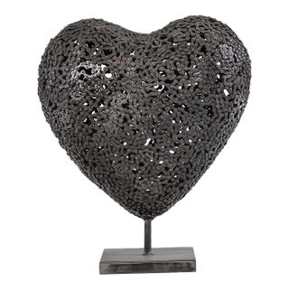 New Handcrafted Bicycle Chain Heart Sculpture | 22" X 18" | One of a Kind For Sale
