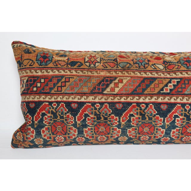 Early 20th Century Handwoven Antique Colourful Persian Lumbar Rug Pillow Cover -16'' X 41'' For Sale - Image 5 of 10
