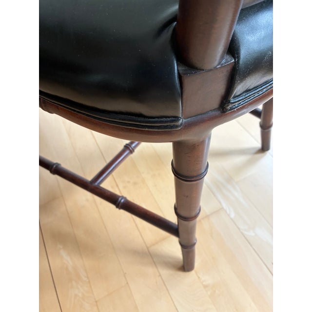 Karges Accent Side Chair Black Leather Cane Back Chinoiserie Style For Sale - Image 11 of 12