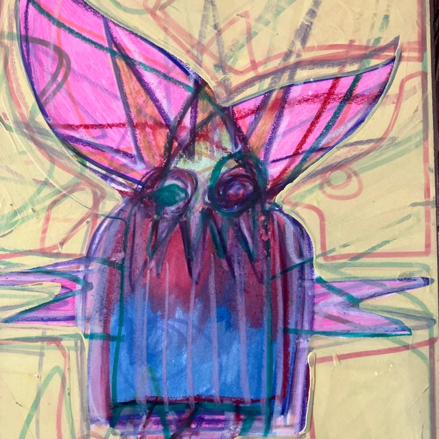 Contemporary Contemporary Original Wayne Cunningham Abstract Painting/Pastel Drawing Antique Frame Signed For Sale - Image 3 of 4