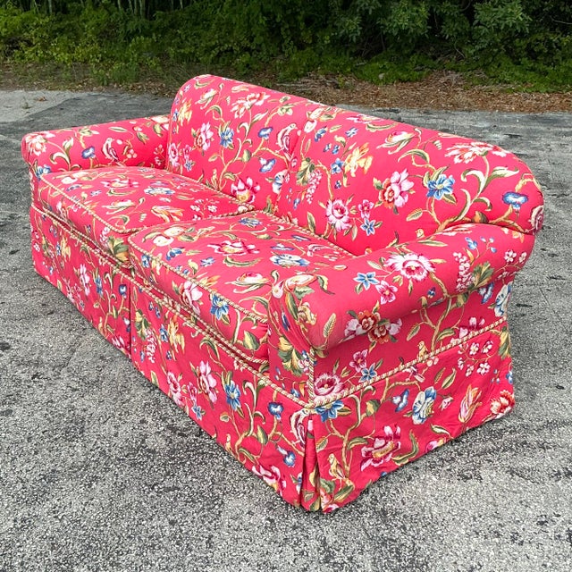 Vintage Regency Roll Arm Sofa in Brunschwig and Fils “Fiesta De Flores” Upholstery For Sale In West Palm - Image 6 of 7