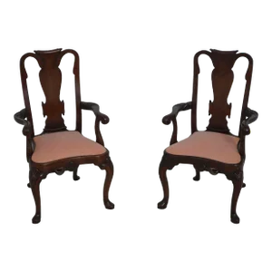 Pair Small Scale Mahogany Decorative Occasional Accent Chairs