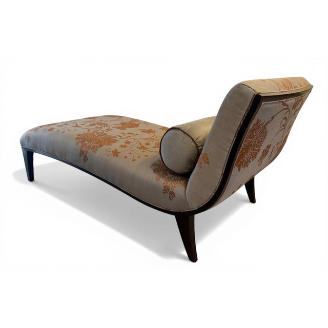 Early 21st Century Transitional Silk Damask Chaise or Reamier For Sale - Image 5 of 11