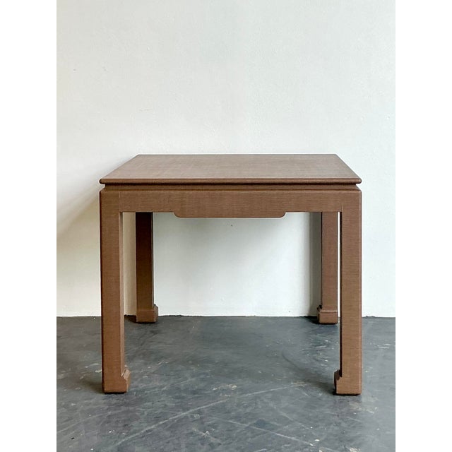 Vintage Boho Lacquered Grasscloth Game Table For Sale In West Palm - Image 6 of 12