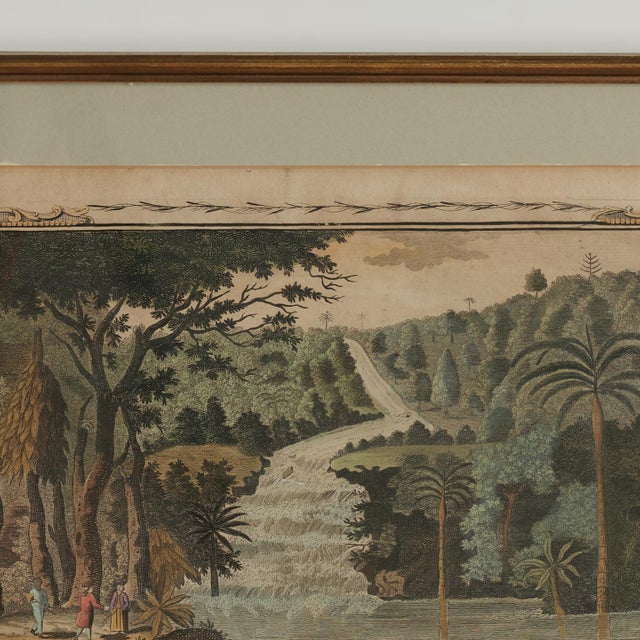 17th Century Antique Hand-Colored Engraving of a Jamaican Waterfall For Sale - Image 5 of 10