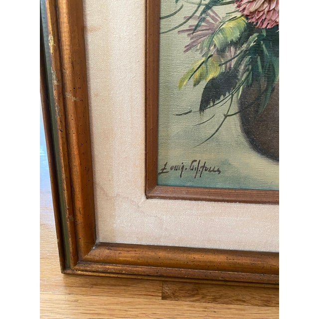 Vintage Floral, Oil on Canvas Est 1960s. For Sale - Image 4 of 7