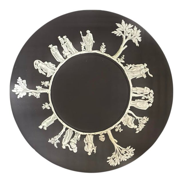 Vintage 70s/80s Wedgwood Black Jasperware the Sacrifice 9.5" Plate Neoclassical For Sale