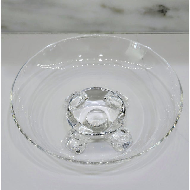 Mid-Century Modern Vintage Steuben Signed Clear Crystal Footed Centerpiece Bowl For Sale - Image 3 of 9