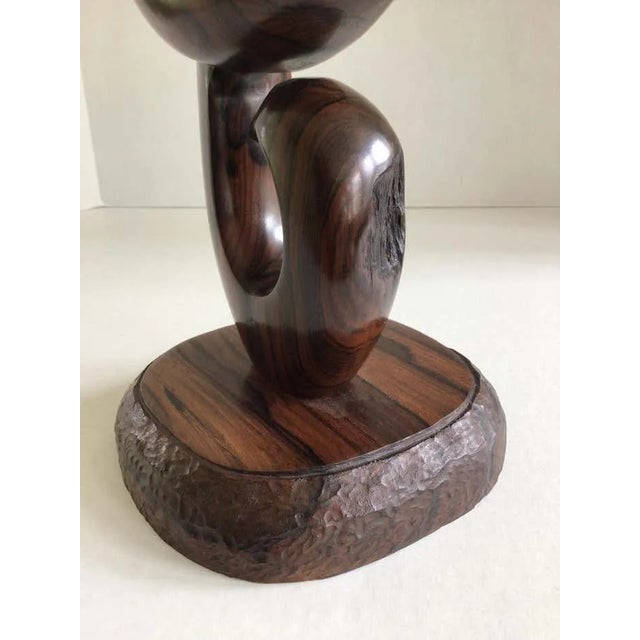 1970s Carved Rosewood Swirl Sculpture on Rosewood Base For Sale - Image 9 of 10