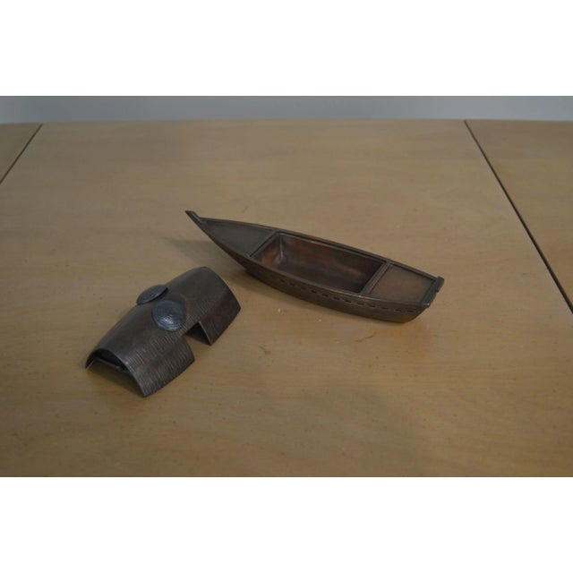 Coffee Taisho Democracy Commemorative Miniature Mixed Metal Sampan Censor For Sale - Image 8 of 12