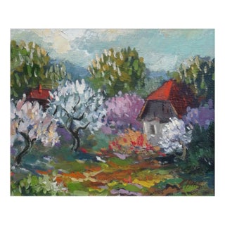 Vizulis Hehts, During Flowering, Oil on Cardboard, 1980s For Sale