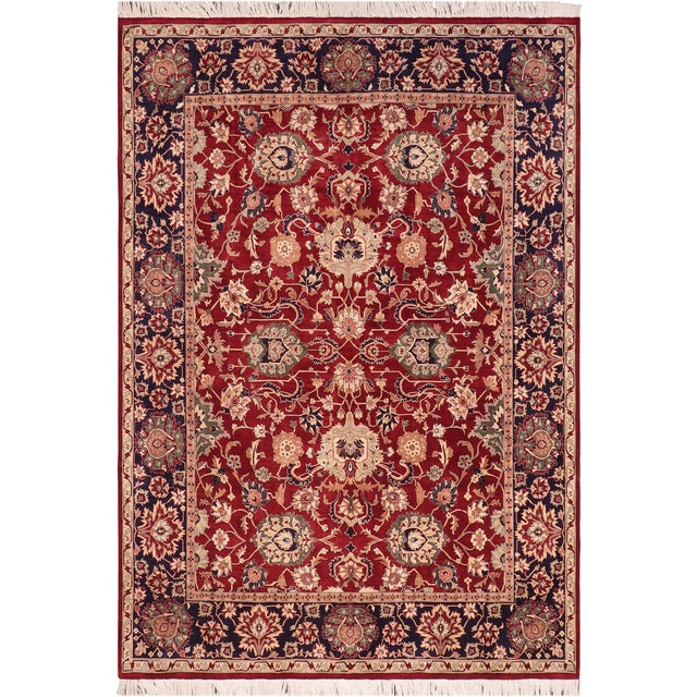 Shabby Chic 1990's Floral Pak-Persian Red/Blue Wool Rug - 8'1'' X 10'0'' For Sale - Image 9 of 9