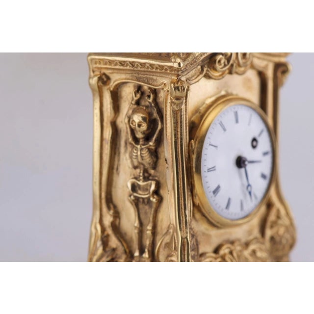 Antique Museum French Memento Mori Skull Skeleton Verge Fusee Desk Clock C1819 For Sale - Image 15 of 15
