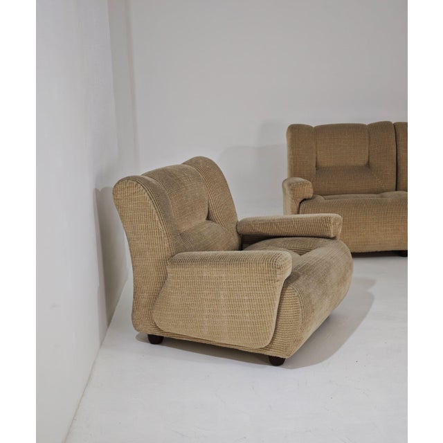 Vintage Beige Velvet Modular Corner Sofa, Italy, 1970s, Set of 6 For Sale - Image 9 of 12