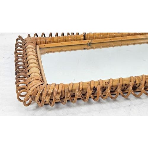 Wood Mid-Century Rectangular Rattan Mirror by Franco Albini, Italy, 1960s For Sale - Image 7 of 9