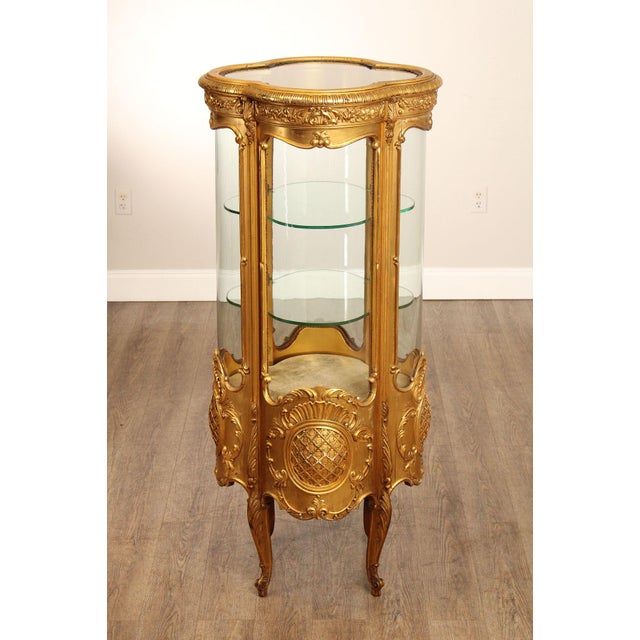 Rococo Style Giltwood Curio Cabinet With Glass Panels For Sale - Image 16 of 18