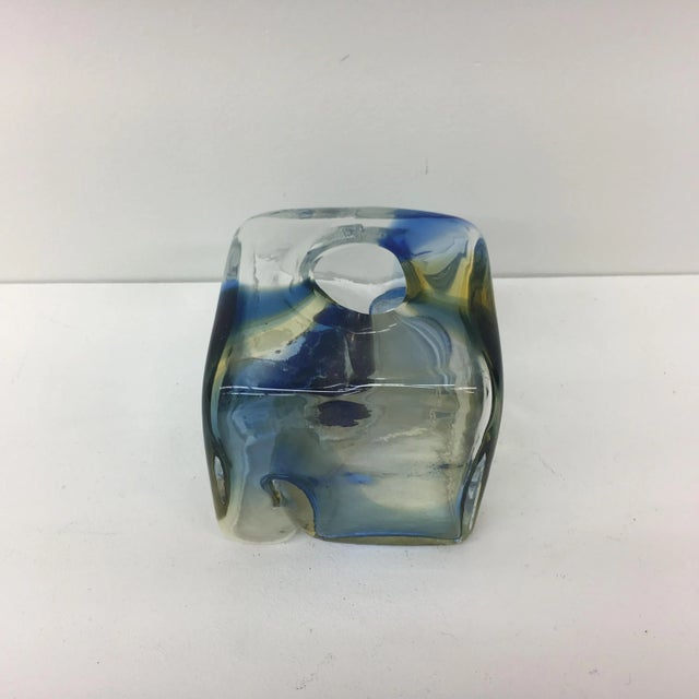Blue Vintage Cube Vase from Touskova, 1983 For Sale - Image 8 of 18
