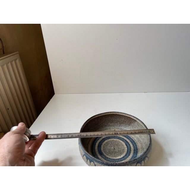 Mid-Century Danish Glazed Stoneware Bowl by Kirsten Winther Johansen, 1970s For Sale - Image 6 of 9