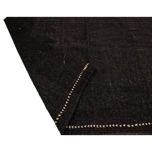 Mid 20th Century 1960s Vintage Dark Brown Goat Hair Kilim Rug- 5′5″ × 10′2″ For Sale - Image 5 of 7