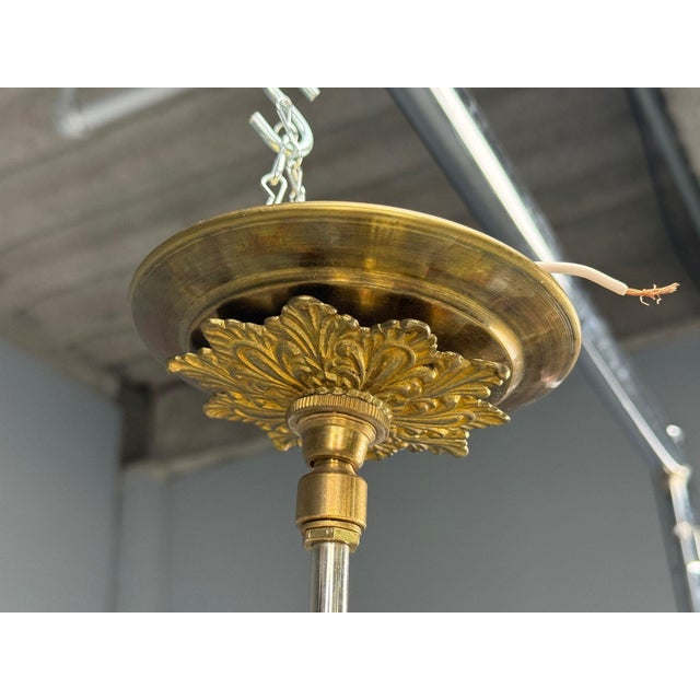 Neoclassical, Basket Pendant Light, Bronze, Crystal, France, 20th C. For Sale - Image 16 of 17
