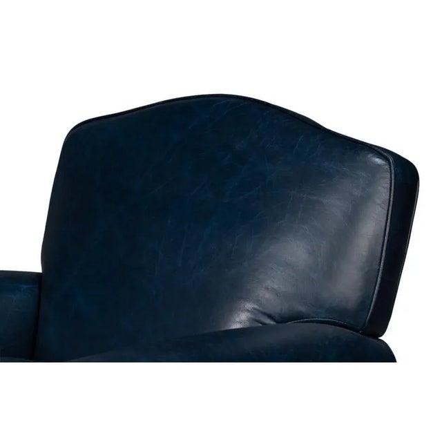 Blue Blue Leather Club Chair For Sale - Image 8 of 10