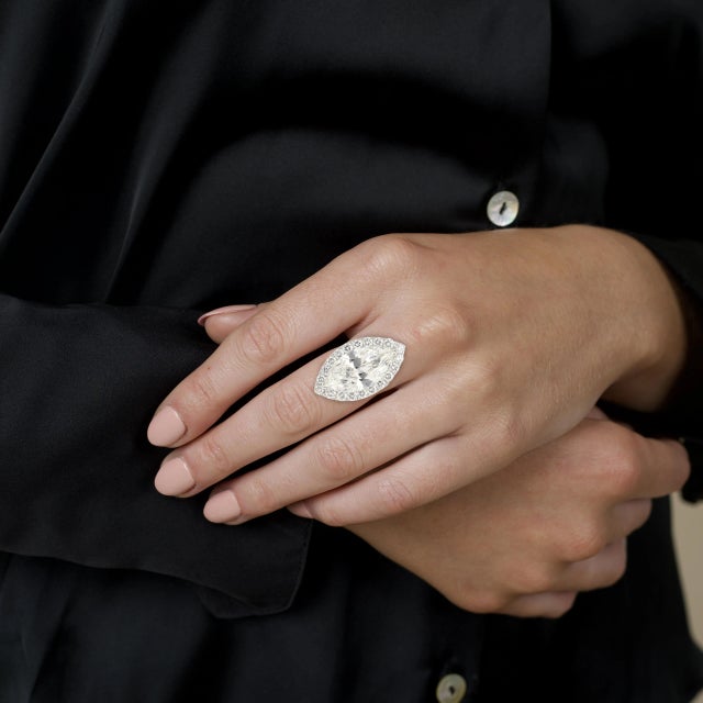 Jewelry Details: Item Type: Diamond Ring Metal Type: 18K White Gold Weight: 4.25 grams Gold Color: White Ring Size: 6...