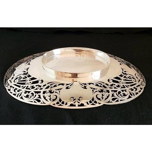 Sterling Silver Pierced Cake Stand from Cooper Brothers, 1942 For Sale - Image 12 of 14