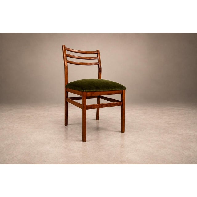 Brazilian Modern Set of Twelve Chairs in Caviuna wood & Olive Velvet, Arrendamento, 1960s, Lot 661-1181 For Sale - Image 13 of 18