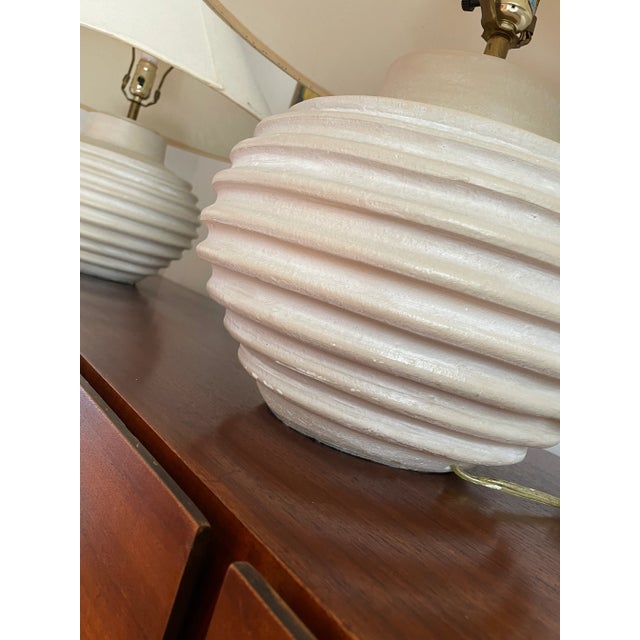 1990s Plaster Beehive Table Lamps - a Pair For Sale - Image 4 of 7