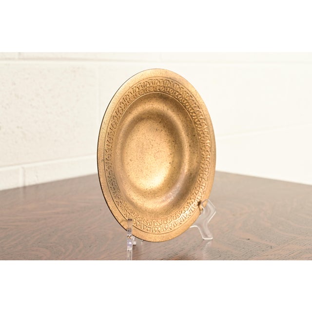 Art Deco Tiffany Studios New York Bronze Doré Shallow Bowl or Plate With Decorative Border For Sale - Image 3 of 13